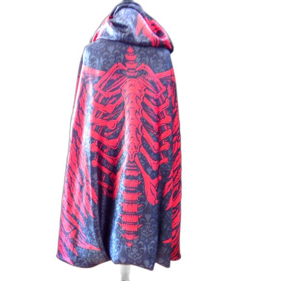 The Unbranded Brand Jackets & Blazers - Reversible Skeleton Hooded Cloak Cape Red White Goth Festival Rave Grunge EUC